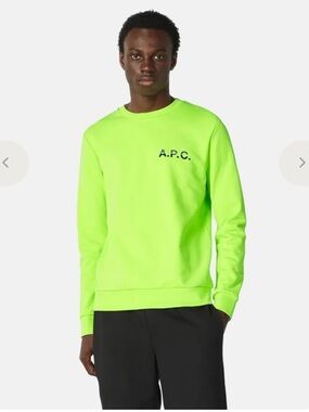 NWT A.P.C. Men’s Neon Lime Crewneck Sweatshirt